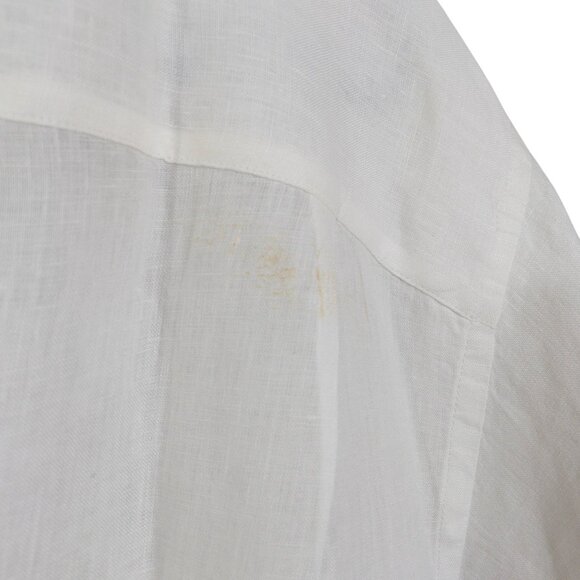 Jos A Bank White Linen Short Sleeve Button Down SZ XL Lightweight Wooden Button - Picture 3 of 6